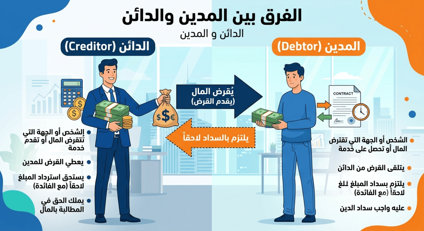 الفرق بين المدين والدائن